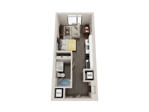 Floor plan for studio, 1 bath, 436 sqft